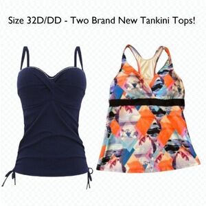32D/DD Bundle of 2 Bra-Sized Tankini Tops - New with Tags!